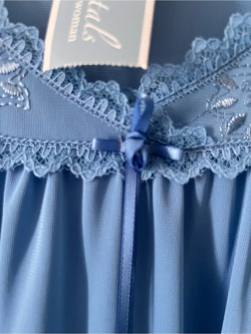 Vintage NWT Fundamentals Blue Embroidered Lace Nightgown Sears Deadstock Size 3X